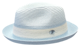 Men's Bently Semi Crushable Fedora Briad Straw Hat Dante DA223 Blue White image 2