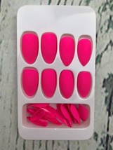 Hot Pink Press On Nails Short Oval Almond Fake Nails Glue on Nails Short - £10.45 GBP