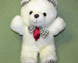 14&quot; CUDDLE WIT TEDDY BEAR WHITE PLUSH STUFFED ANIMAL CHECKED PLAID BOW P... - $31.50
