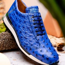 Hand painted genuine ostrich quill Sneaker Shoes Scanno Electric Blue image 12
