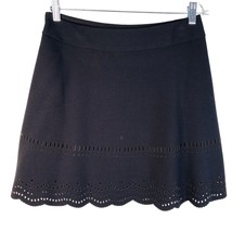 Ann Taylor LOFT Skirt A-Line 4 Black Cutouts Side Zip Lined New - $29.00