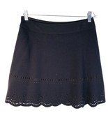 Ann Taylor LOFT Skirt A-Line 4 Black Cutouts Side Zip Lined New - £22.84 GBP