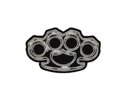Black and White BRASS KNUCKLES 3-1/2&quot; x 2-1/8&quot; iron on patch (3930) (B13) - £4.90 GBP