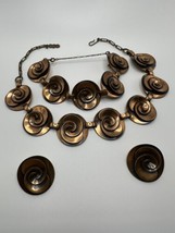 Vintage Mid Century Modern Copper Necklace Bracelet Earring Set - £90.06 GBP