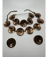 Vintage Mid Century Modern Copper Necklace Bracelet Earring Set - £88.95 GBP