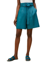Lafayette 148 New York Degraw Pleated Linen Shorts, Size 2 in Deep Lagoon - £121.23 GBP