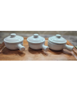 Vintage Set of 4 M A Hadley Pottery White Soup Crock Bowls 4.5&quot; 2” Lids ... - £50.59 GBP