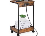 End Table With Charging Station, Sofa Side Table With Usb Ports &amp; Power ... - $54.99