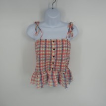 True Craft Women&#39;s Sleeveless Smocked Peplum Top Tie Straps Medium NWT $40 - $16.83