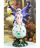 Ebros Goddess Amethyst Fairy Sitting On Filigree Orb Figurine LED Night ... - $72.43 CAD