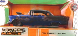 Blue 1955 Chevrolet Bel Air Diecast Car Big Time Muscle 1/24 New - £28.42 GBP