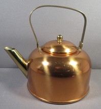 Copper &amp; Brass Kettle Small Clean Bright Shiny 6.5 x 7&quot; Copper Guild (se... - $17.77