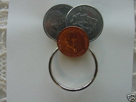 (E902) Real Coins Jamaica Brasil Mex Eyeglass pin ID badge holder loop money - £11.02 GBP