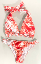 Juniors Girls Orange Tie Dye Print Bikini Set XL Swimsuit Swimwear Trian... - £11.38 GBP