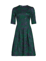 Teri Jon by Rickie Freeman Metallic Jacquard Short Sleeve Dress in Green... - £151.68 GBP