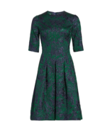 Teri Jon by Rickie Freeman Metallic Jacquard Short Sleeve Dress in Green... - £153.94 GBP