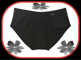 XL  Dark NOIR Black w Daisy Lace NO SHOW Smooth Victorias Secret Hiphugger Panty - $10.99