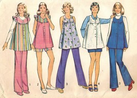 Vintage 1972 Retro Misses Maternity Smock Top Pants Shorts Sew Pattern S... - $9.99