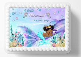 Mermaid Princess Themed Baby Shower Birthday Edible Image Edible Cake Topper Fro - £13.20 GBP