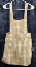 Lulus Overall Dress Womens Large Beige Plaid Polyester Square Neck Back Zipper - £12.46 GBP