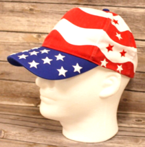 USA AMERICAN  FLAG STARS &amp; STRIPES BASEBALL HAT RED WHITE BLUE CAP STRAP... - $13.96