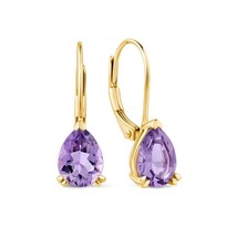 New 0.50Ct Lab-Created Amethyst Teardrop Leverback Drop Earrings in 925 Silver - £21.38 GBP