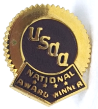 USAA National Award Winner Lapel Pin Black on Gold Ribbon Vintage - $11.35