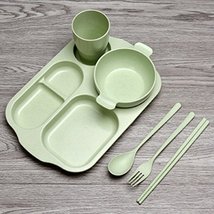 Unbreakable Wheat Straw Children Student Dinner Plate Tableware Sets 6pcs Lots P - £21.43 GBP