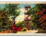 Eagle Bluff Observation Tower Peninsula State Park Wisconsin Linen Postc... - £1.53 GBP