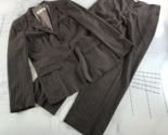 Max Mara Pant Suit Womens 14 Charcoal Grey Pinstripes Two Button Wool Blend - $118.79