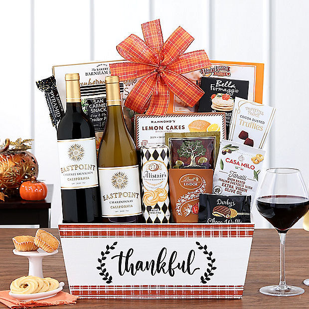 Thankful Eastpoint Duet: Fall Wine Gift Basket - $150.95 Thankful Eastpoint Duet: Fall Wine Gift Basket - $150.95