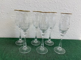 Mikasa Crystal GOLD CROWN Set of 6 x Champagne Flutes Glasses - £117.67 GBP