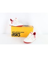 NOS Vintage 90s Asics Boys Size 4.5 Spell Out Outrage Sneakers Shoes Whi... - $64.30