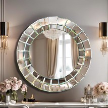 Artistic round wall mirror, bathroom mirror,wall decoration mirror, hand... - $350.00