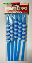 Amscan Holiday Favors Party Straws Blue Snowmen 5 Straws - £6.28 GBP
