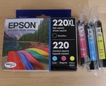Genuine Epson 220XL Black 220 Color Ink Cartridges Exp 2026 + Extra Colo... - $32.66
