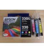 Genuine Epson 220XL Black 220 Color Ink Cartridges Exp 2026 + Extra Colo... - £26.10 GBP