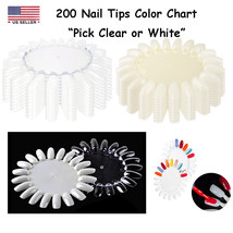 200PCS 10Wheel Nail Art False Clear White Nail Display Palette Wheel Color Chart - £5.57 GBP