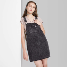 NWT Wild Fable Women&#39;s Denim Pinafore Mini Dress, Black, Size XS - £9.80 GBP