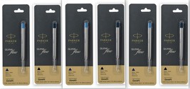 3 Blue + 3 Black Parker Quink Flow Ball Point Pen Refills BallPen Medium... - $15.30
