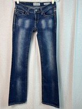 DayTrip Jeans Size 27L Womens Leo Bootcut Stone Wash Studs Heavy White T... - $19.79