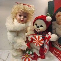 Santas Best Little Girl and Snowman Holiday Animated Figures Vintage 1996 w Box - £66.98 GBP