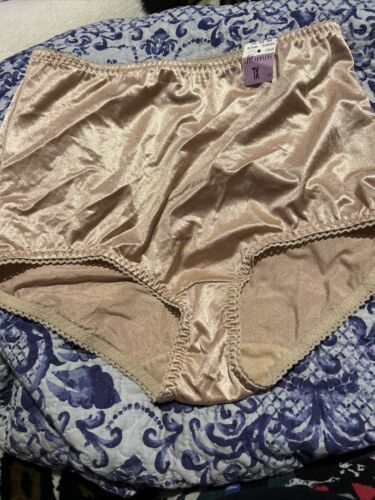 Two Size X Large Panties Vintage 40001 Vassarette Beige Liquid Satin