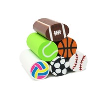 6Pcs Long Pencil Erasers Sports Themed Erasers Basketball Soccer Football Baseba - £12.01 GBP