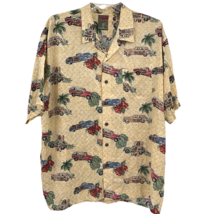 Pineapple Connection Mens Woodie Cars Surfing Yellow Hawaiian Shirt Size 2XB - £27.28 GBP