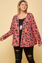 Women&#39;s Red Plus Size Animal Print Button Up Cardigan (1XL) - £30.56 GBP