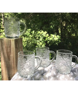 Vtg Princess House Fantasia Coffee Tea Mugs 4 pc. #516 Poinsettia Crysta... - $33.50 CAD