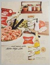 1955 Print Ad Miller High Life Beer Bowl of Fresh Shrimp &amp; Cans of Beer - £12.33 GBP