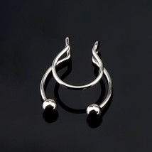 Punk Personality Clip Nose Ring Ladies Lip Ring Earrings Spiral Hook Nasal Septu - £9.34 GBP