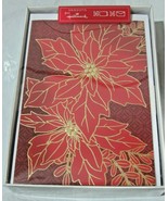 16 Christmas Cards with 2 Red Poinsettia Flowers by Hallmark - £10.21 GBP